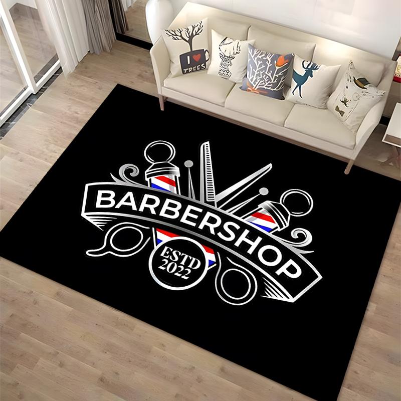 15 Size Barber Shop Retro Signage Area Rug Large Carpet Rug for Living Room Bedroom Kitchen Bathroom Bedside Play Anti-slip Mat