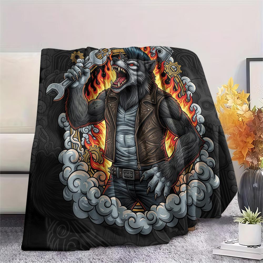 Street dark gorilla wolf truckPrint Flannel Blanket,High quality Comfortable for All Seasons,Home Decor,Warmth and Comfort,Perfect for Christmas Gifts