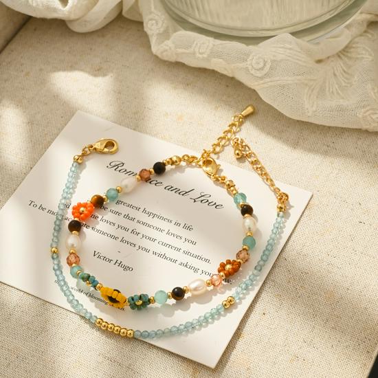 Van Gogh Sunflower Bohemian Beaded Bracelet - Retro Oil Painting Style