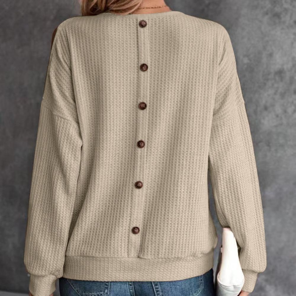 GMXIA Women's Fashion Casual Summer Solid Color Print Long Sleeve O-Neck Blouses & Shirts