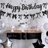 Black Bow Birthday Flag Banner Happy Birthday Party Decor Kids Adults Hanging Banner Photo Backdrop Wedding Baby Shower Supplies
