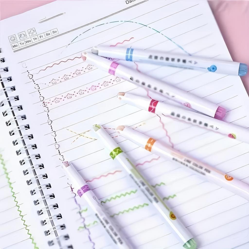 1 Set of 6 Multi-color Contour Pens, Long-lasting Anti Smudging, Suitable for Student Manual Account Marking