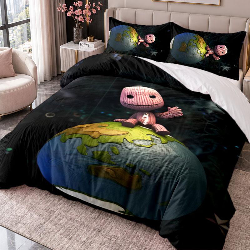 Little Big Planet 3-teiliges Bettwäsche-Set Bettbezug mit zwei Kissenbezügen für Schlafzimmer Heimdekoration