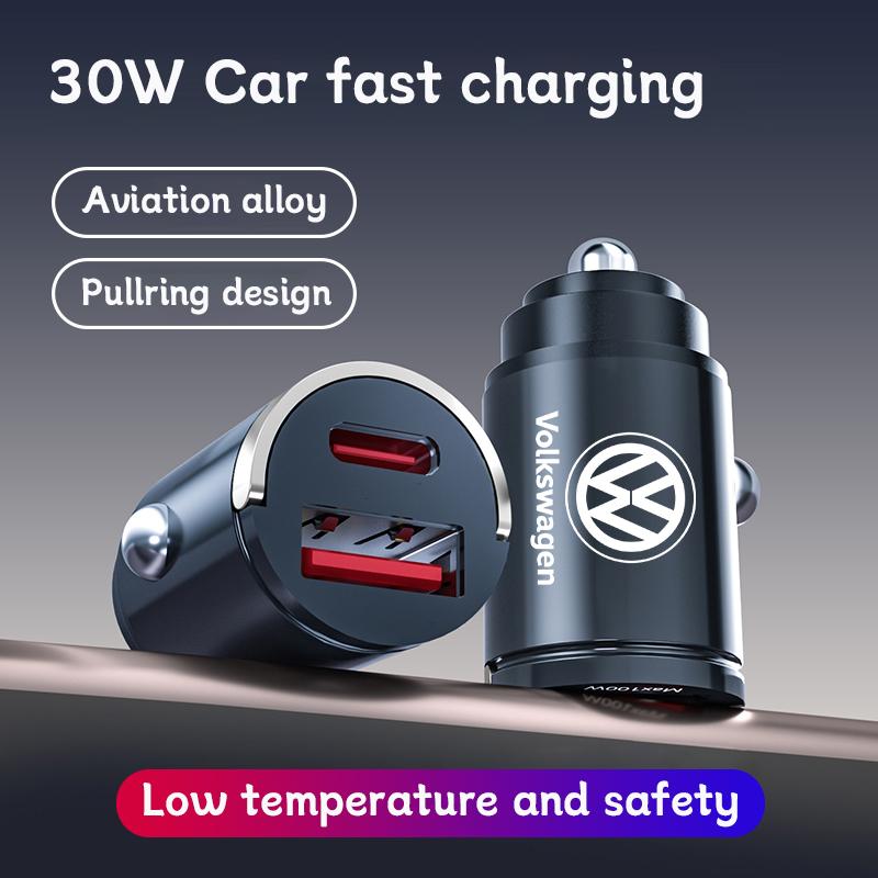 USB Type-C Ports Car Cigarette Lighter Fast Charger Adapter For VW GTI Polo Golf Passat Tiguan Arteon Touareg Taigo Caddy Jetta