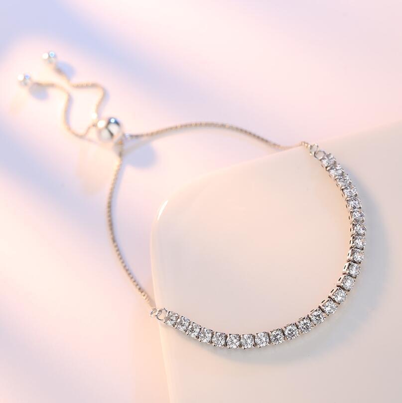 S925 Silver Zircon Bracelet: Adjustable Korean & Japanese Style with Round Beads for Women.