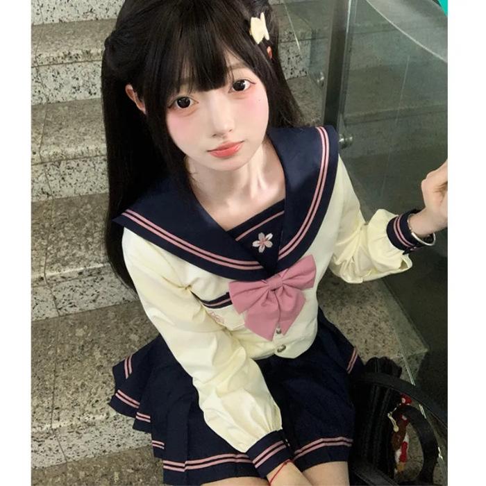 Autumn new sweet uniform sailor suit genuine Japanese college style autumn and winter female students middle suit set