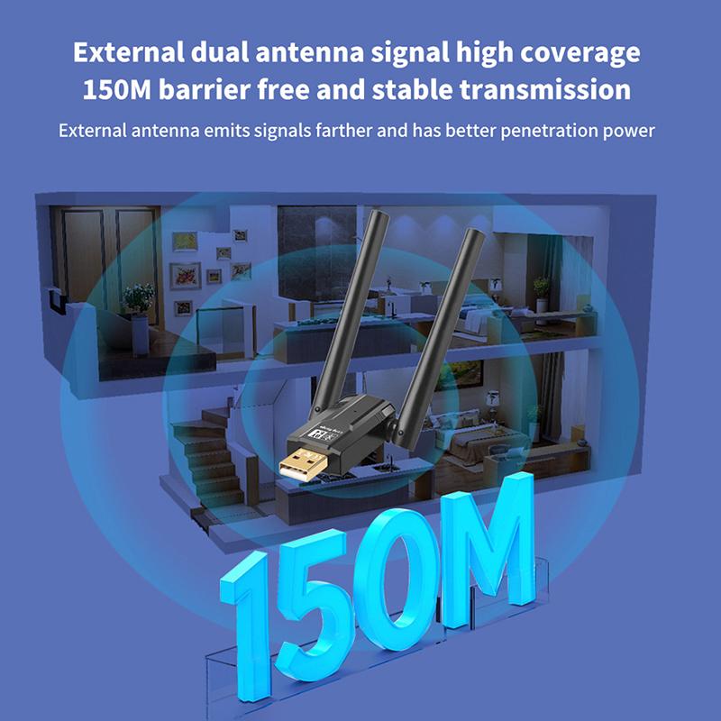 150M Bt5.4 Bluetooth Adapter Driver-Free Usb Transmitter Multi-Device Connection Game Controller Connection Signal Booster Wifi