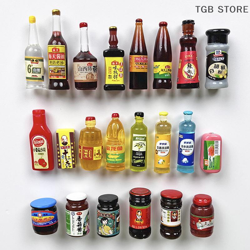 5Pcs Miniature Dollhouse Kitchen Condiment Oil Vinegar Soy Sauce Detergent Model For Dollhouse Accessories Decoration