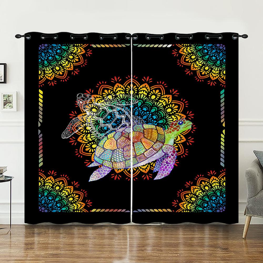 Curtains Marine Animals Sea Turtle Curtains Digital Printing Blackout Curtains No Punching