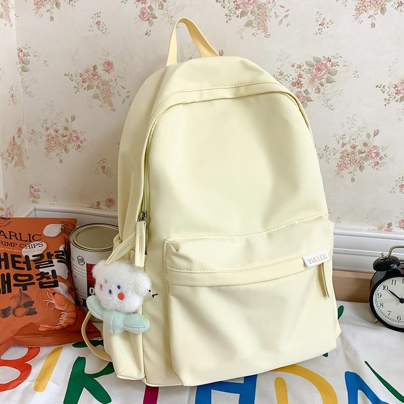 Primary School Girls High School Students School Backpack Junior High School Students Solid Color Backpack