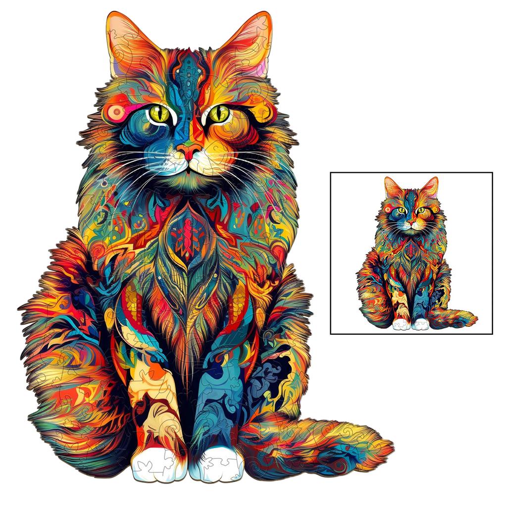 Cat Pattern Wooden Puzzle Animal Shape Wood Puzzles unique Cat Shapes Jigsaw puzzle Alien Animal Jigsaw Puzzle Educational Toys