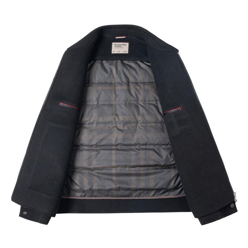 Pánská oboustranná vlněná bunda z nové vlny, odnímatelná péřová podšívka, ležérní a všestranná vlněná bunda