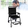 Commode Chair with Wheels Thickened Cushion Foldable Commode Wheelchair with Bucket for Home Elderly
