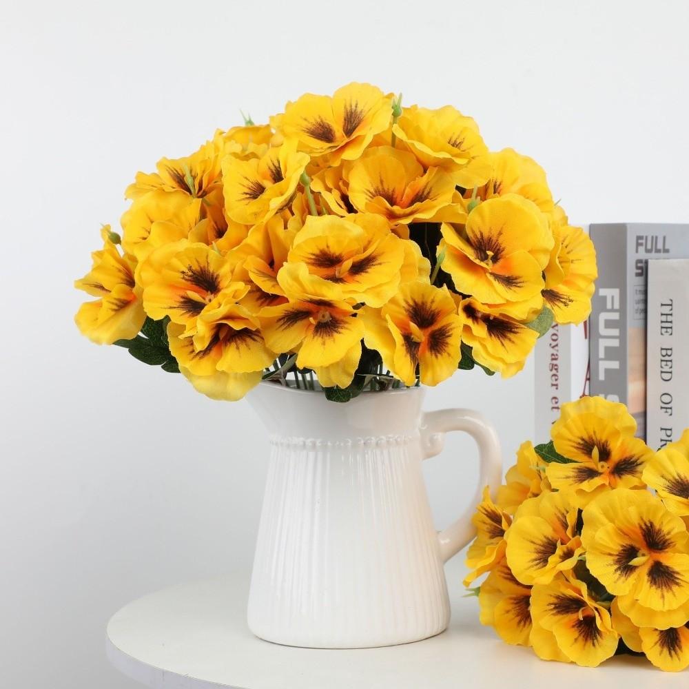 Dyed Edged Artificial Pansy Flowers Silk Cloth Flower Bouquet  Valentine's Day Gift