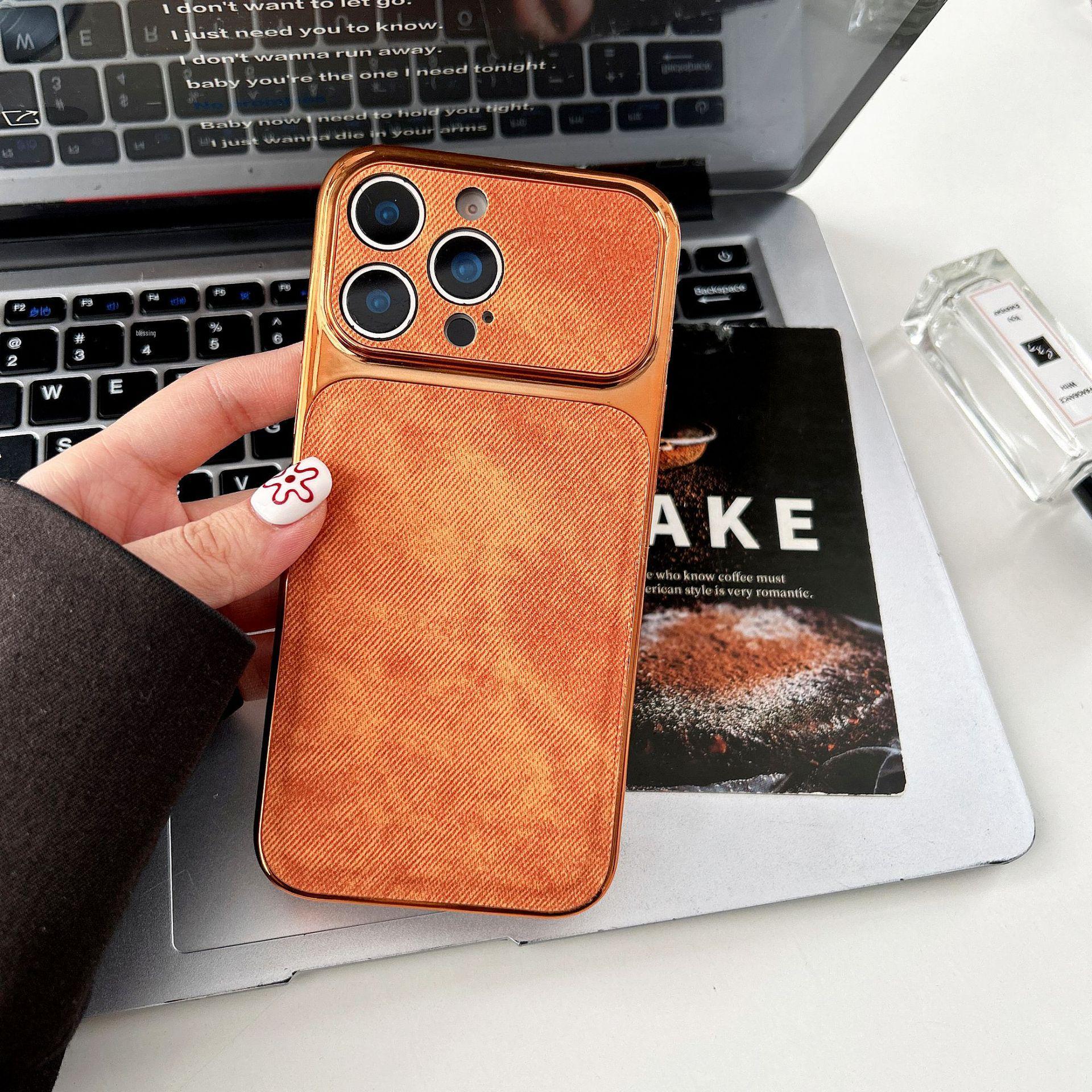 

Electroplated Denim Phone Case for Apple 17PROMAX with Large Window and Leather Sticker 15