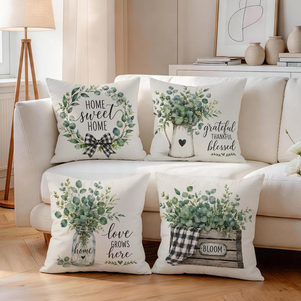 Forest Eucalyptus Green Plant Text Cushions Pillowcase Polyester Cushion Cover Throw Pillow Pillowcover Home Car Sofa Decor