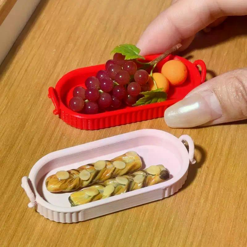 1 Pcs Dollhouse Simulation Miniature Elliptical Plate Model Doll House Kitchen Food Play Accessories Scene Decoration Toys