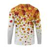 T-shirt da uomo a maniche lunghe con stampa di foglie d'acero, top casual leggero girocollo per autunno e inverno