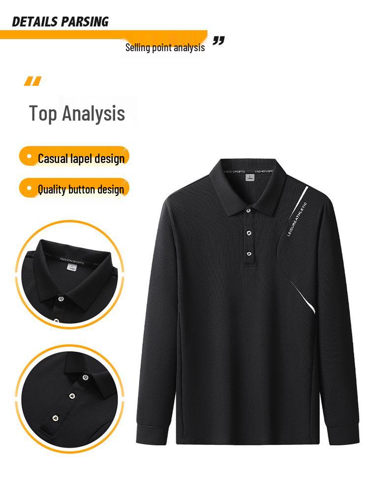 Men's Plus Size Long Sleeve Polo Shirt & Pants Set - Autumn/Winter Warmth for Middle-Aged