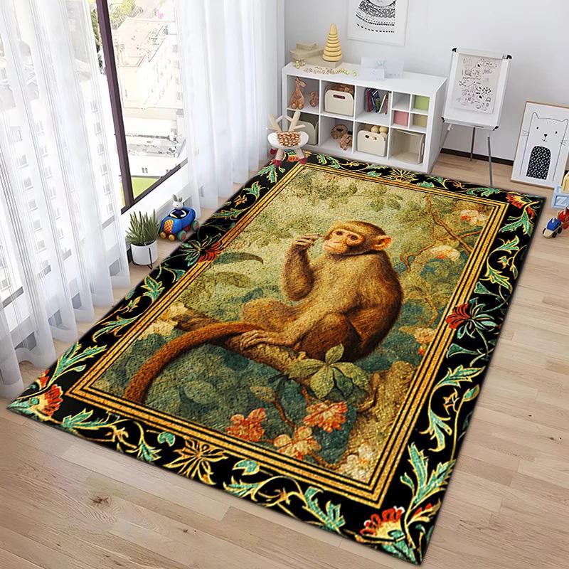 Black Cat Floral Garden Carpet Is Suitable For Living Room And Bedroom Doormats Office Balcony Decorative Carpet A11