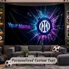 Wall Hanging Tapestry Custom NameInter Milan Pattern Personalized Printed Fabric Wall Decor