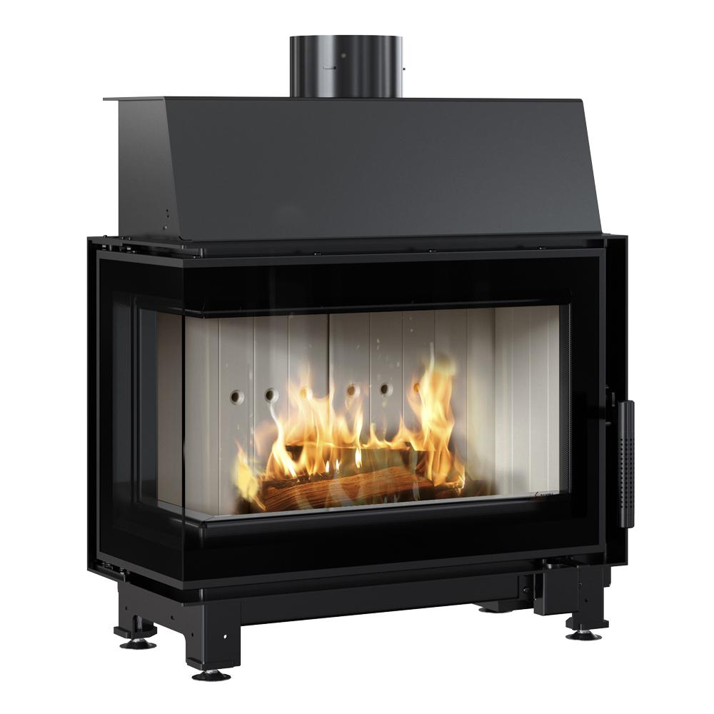 Steel fireplace KRATKI SIMPLE left 6 kW Ø 150 self closing door