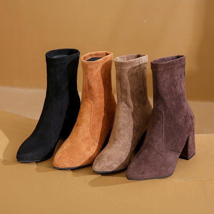 Fashion Women Slim Ankle Boots Fashion Elegant Pointed Toe Shoes Autumn High Heel Women's Short Booties 2025 New