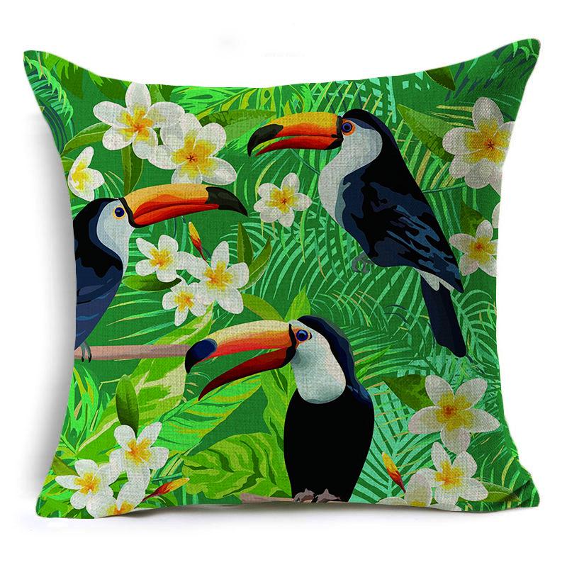 New Flax Tropical Flower Plant Flamingo Hibiscus Flower Pillowcase Cushion Cover