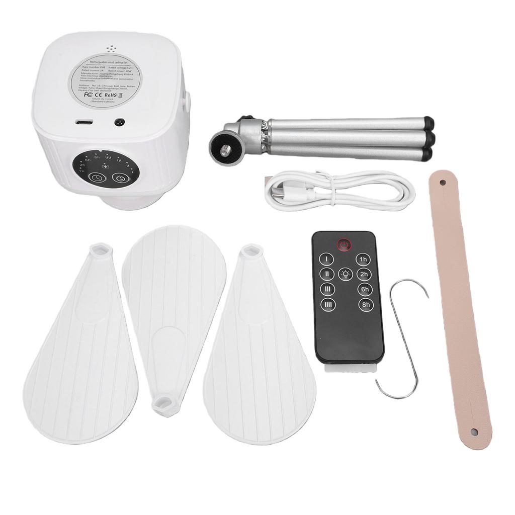 Battery Operated Ceiling Fan with Light Portable Camping RV Tent Fan with Remote for Office Dorm
