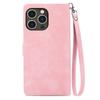 Zipper Wallet Flip Leather Phone Case for IPhone 17 Air 16 15 Samsung S25 S24, with Card Holder Wrist Strap Stand Embossed Shockproof Cover