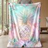 Pineapple Bubbles Rainbow Art Theme blanket Lightweight Warm Flannel Blanket Decorative Throw Blanket for Home Decoration