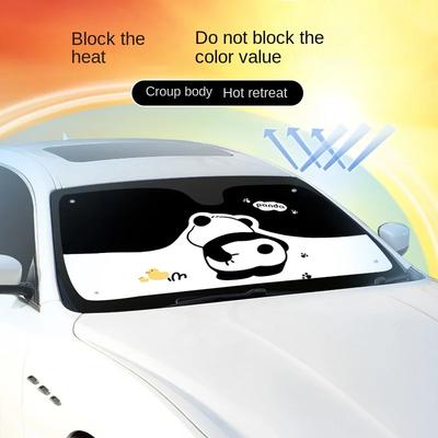 Naughty Panda Car Windshield Sunshades Cartoon Cute Sunscreen Heat Insulation Car Sunshade Front Gear Summer Car Sunshade