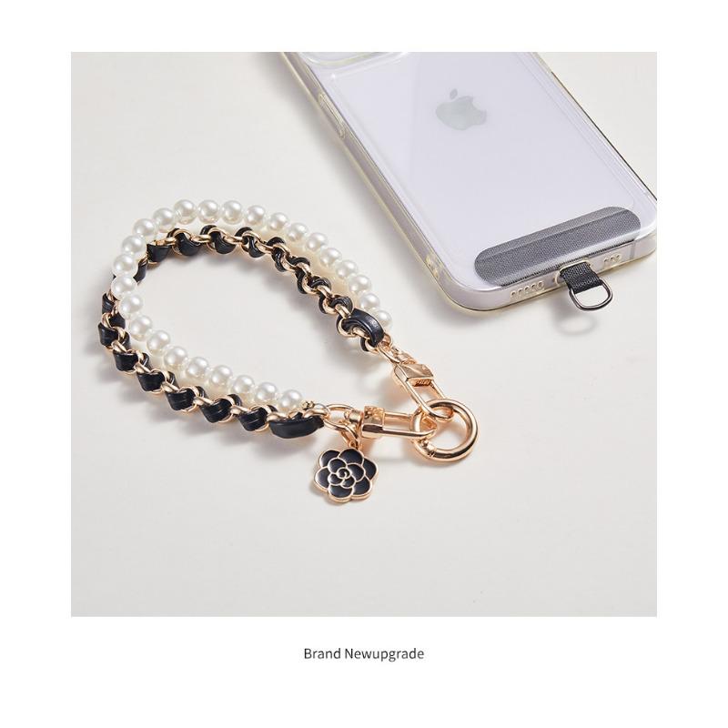 Women Fashion Pearl Wrist Mobile Phone Lanyard Chain Accessory