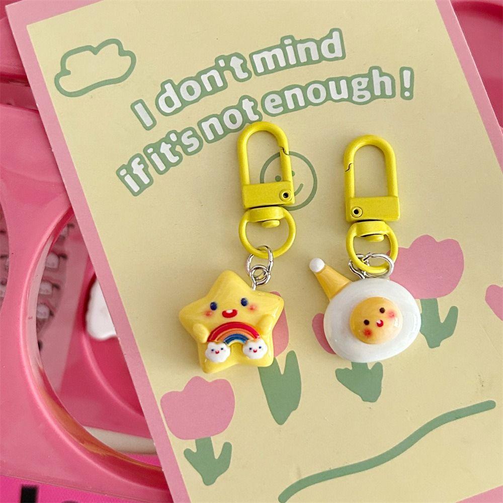 Cloud Star Cartoon Cloud Star Keyring Moon Pentagram Cute Cloud Blue Star Pendant  Female Lady Girl