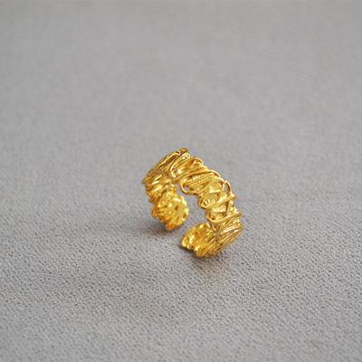 Korean Gold Filigree Open Ring: Trendy Modern Design for Women