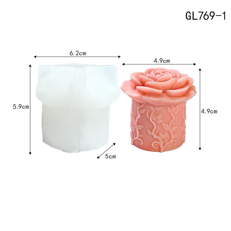 

3D Cylindrical Flower Relief Aromatherapy Candle Silicone Mold DIY Gypsum Ornament Handmade Soap Mold