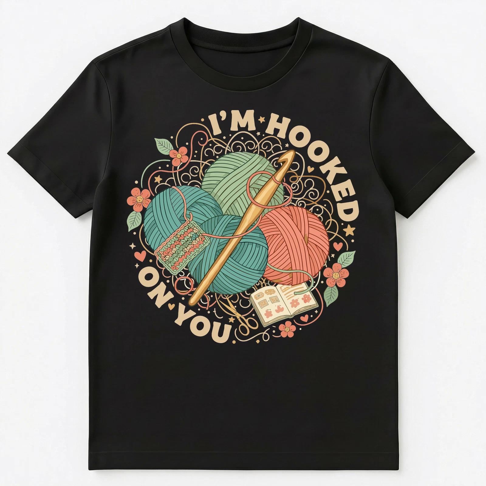 

Im Hooked Yarn Lovers Pun Design Unisex T-Shirt 3XL