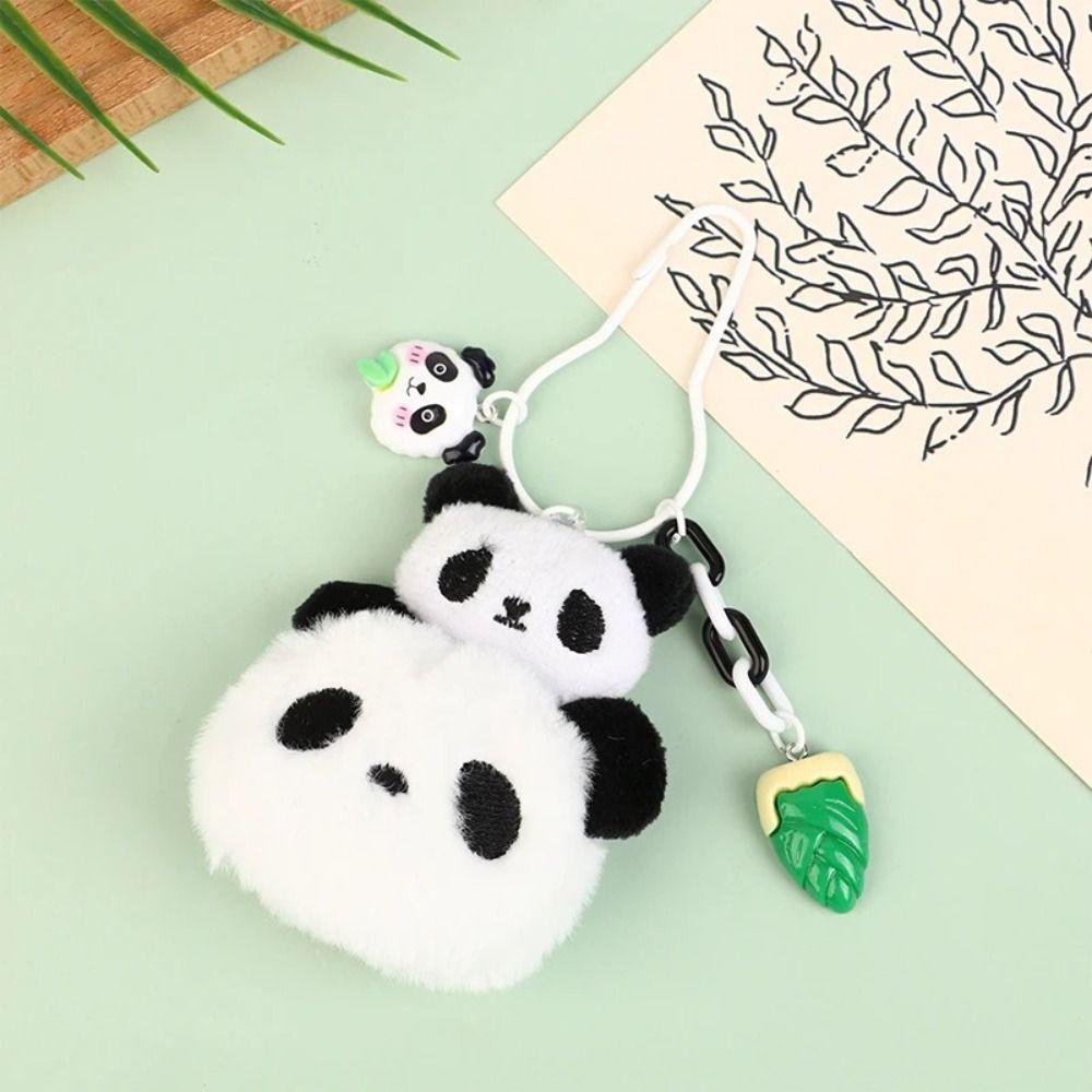 Cartoon Bamboo Tube Panda Keychain Cute Panda Keychain Kawaii Animal Pendant  Hanging Accessory