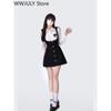 Korean Fashion Fake Two Dress Long Sleeve 2022 Summer Design Casual Elegant Mini Dress Woman Beach Slim Short Party Dress Chic