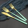 Portable Food Dinnerware Cutlery Set 304 Stainless Steel Table Knife Spoon Fork Dinner Set Green Gold Tableware Set