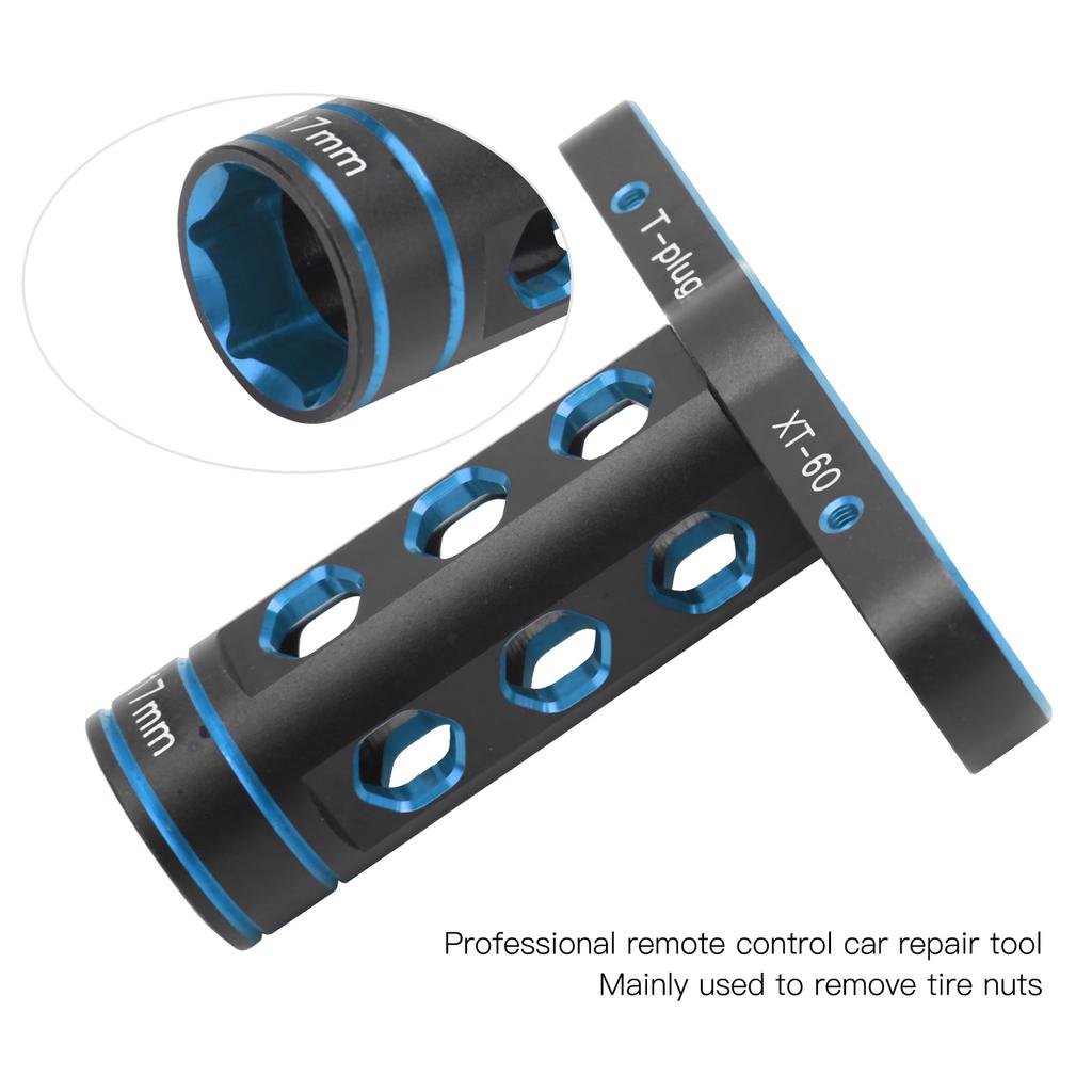 17mmCelsius0.7in RC Hex Nut Socket Aluminium Alloy T Sleeve Maintenance Tool for 1Celsius8 RC OffRoad Racing Car(Blue )