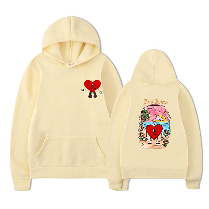 Bad Bunny UN VERANO SIN TI Pattern Double Sided Printed Hoodies Men Women Winter Sweatshirts Unisex Pullover Streetwear Coats