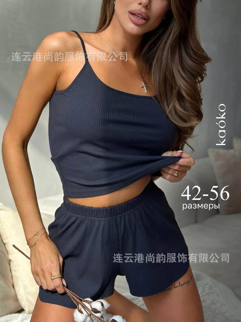 Pajamas women's loungewear suspenders shorts set sexy loungewear can be worn outside