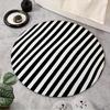 Tappeto Rotondo Astratto Bianco e Nero con Linee Creative per Bagno, Soggiorno e Camera da Letto