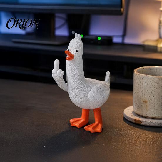 Whimsical Desk Decoration Funny Duck/Chick Figurine, Creative Resin Animal Statue Desktop Ornament, Gift for Duck Lovers Sculpture Home Office Decor,