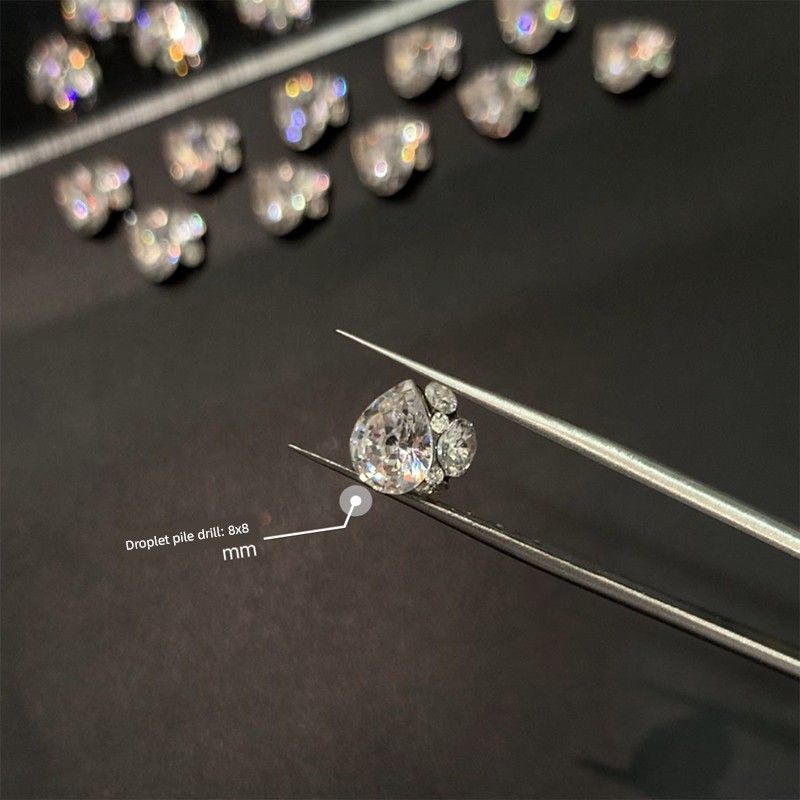 Spring Grape Premium Zircon Nail Art Rhinestones, Transparent White Sparkling Rhinestones, Internet Popular Big Rhinestone Nail Decorations 5 Exquisite Water Drop Zirconia Ball Diamonds