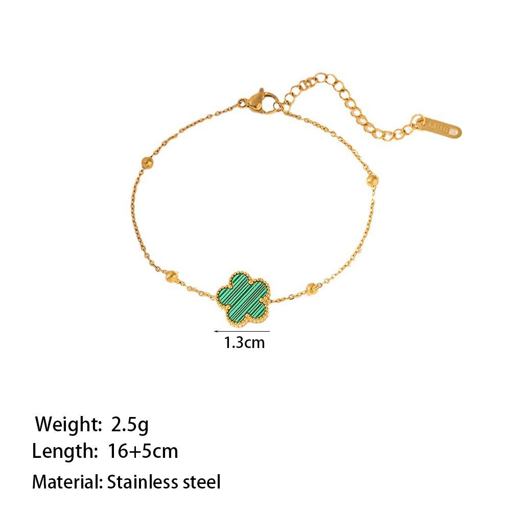 Popular Five-leaf Clover Bracelet Women's Single Flower Fritillary Bracelet Non-fading Simple and Versatile Jewelry