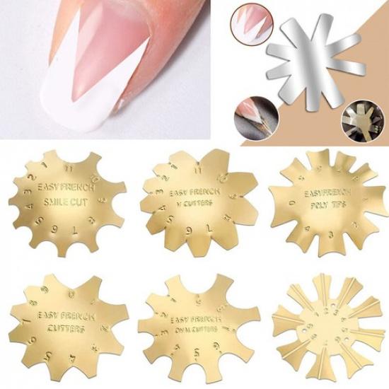 Nail Art Tool Stencil French Tip Smile Line Multi-Sizes Easy Edge Cutter Trimme^
