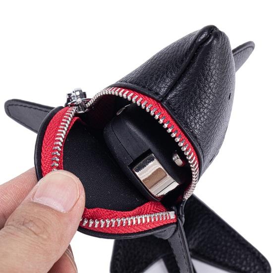 Leather Shark Key Bag Cute Shark Shape Car Key Bag Backpack Charm Shark Pouch with Keyring And Lanyard Zippered Coin Purse