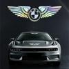 YABBF1 For BMW New Reflective Colorful Angel Wings Laser Car Logo Stickers For Bmw Performance M E46 E90 F20 E39 E91 E87 E60 E93 F10 X3